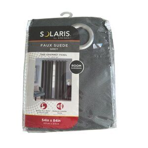 SOLARIS Dark Gray Faux Suede Room Darkening Panel Curtain NEW in package